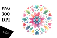 Simple Boho Flower with Heart Petals PNG Product Image 1