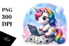 Moon Programmer Unicorn Clipart Product Image 1