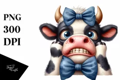 Cow Watercolor Funny Cow with Bow | Sublimation Clipart Product Image 3