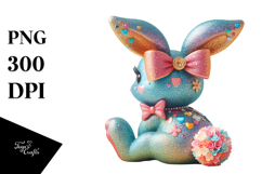 Colorful Retro Bunny Sitting PNG Product Image 1