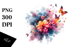 Colorful Flower Painting, PNG Product Image 1