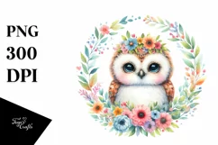 Colorful Baby Owl Floral Frame Clipart Product Image 3