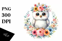 Colorful Baby Owl Floral Frame Clipart Product Image 3