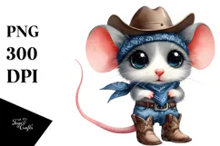 Mouse Bandana Cowboy Boots Shy Expressive | Sublimation Product Image 1