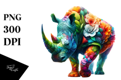 Abstract Vibrant Watercolor Rhino Product Image 1