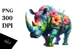 Abstract Vibrant Watercolor Rhino Product Image 1
