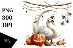 Watercolor Swan in Halloween Style PNG Product Image 1