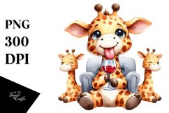 Sitting Giraffe Holding Wine | Sublimation | Clipart Product Image 3