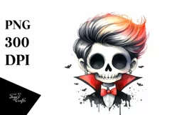 Vampire Skull with Hair, PNG Product Image 3