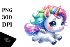 Cute Baby Unicorn Running PNG Product Image 1
