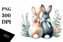 Creative Back View of Sitting Bunnies, High-Quality PNG Product Image 1