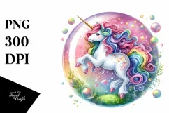 Colorful Unicorn Twirling | Sublimation Clipart Product Image 1