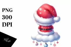 Cute Santa on a Cloud with Snow Flakes PNG Product Image 3