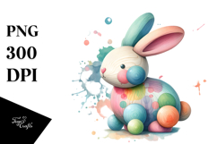 Colorful Pastel Bunny Made of Wood, PNG Product Image 1