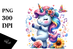 Funny Dancing Unicorn, Cute PNG Product Image 1