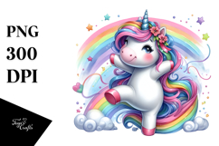 Playful Unicorn with Floral Wreath PNG Product Image 1
