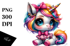 Cute Baby Unicorn with Cool Haircut PNG Product Image 1