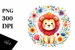 Colorful Baby Lion Floral Clipart Product Image 3