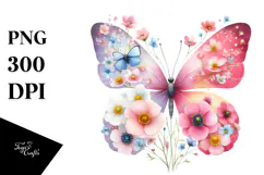 Spring Butterfly Watercolor Painting PNG Product Image 1