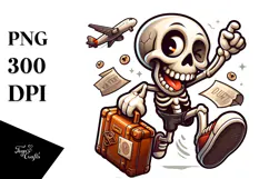Silly Cartoon Animal Skull with Travel Suitcase Product Image 1