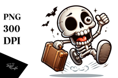 Cartoon Animal Skull with Travel Suitcase PNG Product Image 1
