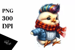 Contemptuous Baby Chicken Dressed for Winter PNG Product Image 3