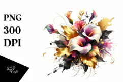 Vibrant Bouquet Watercolor Abstract | Sublimation | Clipart Product Image 3