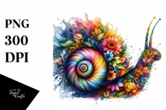 Vibrant Snail Flowers Watercolor Artistic Product Image 1