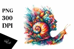 Vibrant Artistic Watercolor Snail | Sublimation Clipart Product Image 1