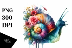 Vibrant Artistic Watercolor Snail | Sublimation Clipart Product Image 1