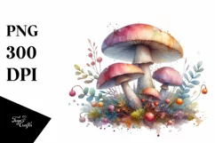 Detailed Glossy Mushroom with Watercolor Splash PNG Product Image 3