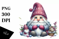 Detailed Winter Gnome Watercolor PNG Product Image 3