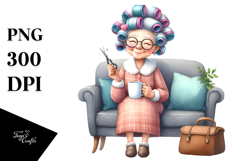 Old Lady Sofa Hair Curlers Mug | Sublimation, Clipart Product Image 1