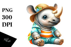Cute Baby Rhino Clipart, PNG Product Image 1