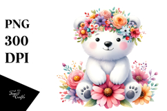 Vibrant Polar Bear Flower Crown Clipart Product Image 1