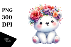 Vibrant Polar Bear Flower Crown Clipart Product Image 1