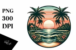 Vintage Tropical Island Sunset | Sublimation | Clipart Product Image 3