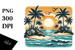 Vintage Tropical Island Sunset | Sublimation | Clipart Product Image 3