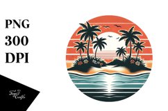 Vintage Tropical Island Sunset | Sublimation | Clipart Product Image 1