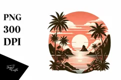 Vintage Tropical Island Sunset | Sublimation | Clipart Product Image 3
