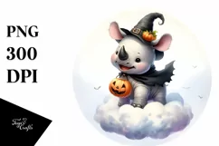 Cute Halloween Rhino PNG Product Image 3