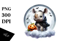 Cute Halloween Baby Rhino PNG Product Image 1