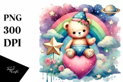 Colorful Baby Bear Star PNG Product Image 1