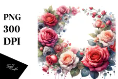 Abstract Red Roses, Watercolor PNG Product Image 1