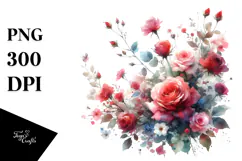 Abstract Red Roses, Watercolor PNG Product Image 1