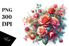 Abstract Red Roses, Watercolor PNG Product Image 1