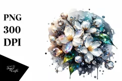 Colorful Shiny Jasmine Watercolor Splash Clipart Product Image 1