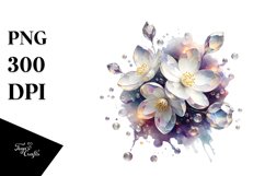 Colorful Shiny Jasmine Watercolor Splash Clipart Product Image 1