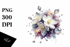 Colorful Shiny Jasmine Watercolor Splash Clipart Product Image 1