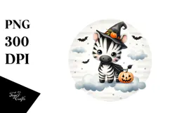 Cute Baby Zebra Cloud Halloween PNG Product Image 1